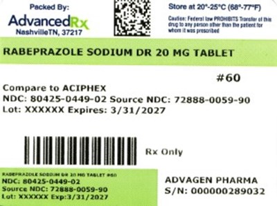 Rabeprazole Sodium Dr 20mg Tablet #60 (Rabeprazole Sodium Dr 20mg 80425 0449 02)